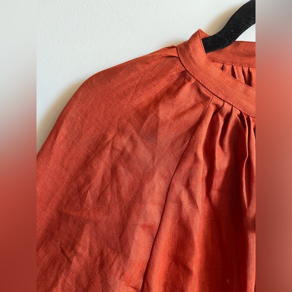 NWT Agnes B. paris 100% Linen Burnt Orange Long Sleeve Dress 10 US/ 42 EU - Picture 4 of 10
